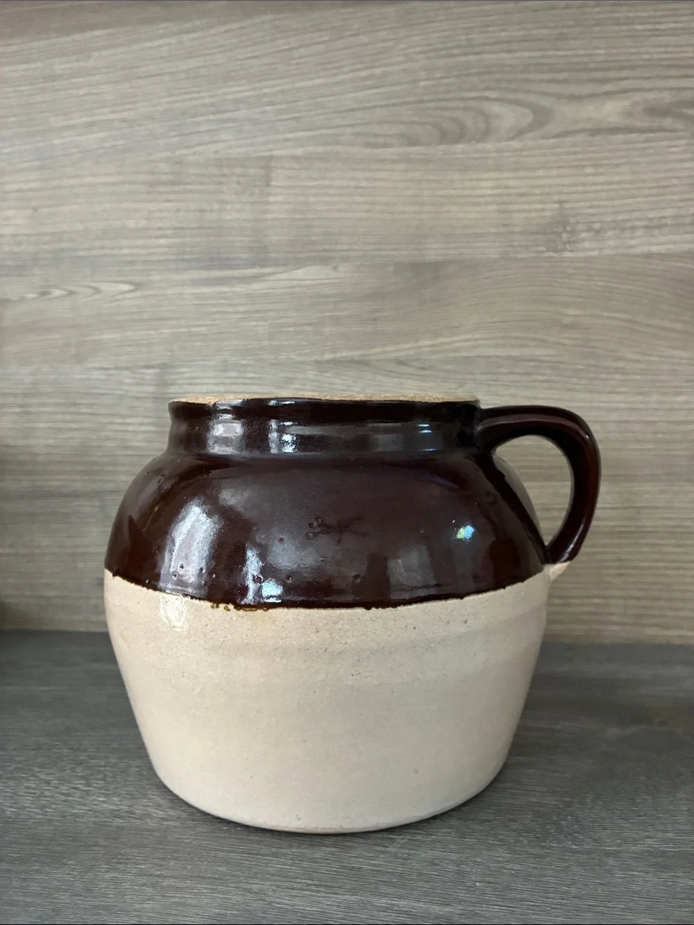 Robinson Ransbottom 2 Quart Bean Pot Crock Stoneware Blue Crown NO LID Vintage